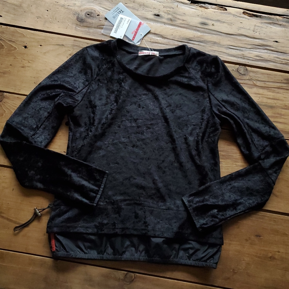 Prada Black Long Sleeve Velvet Tee